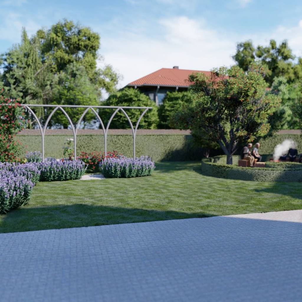 3D Visualisierung rendering Kirchengarten